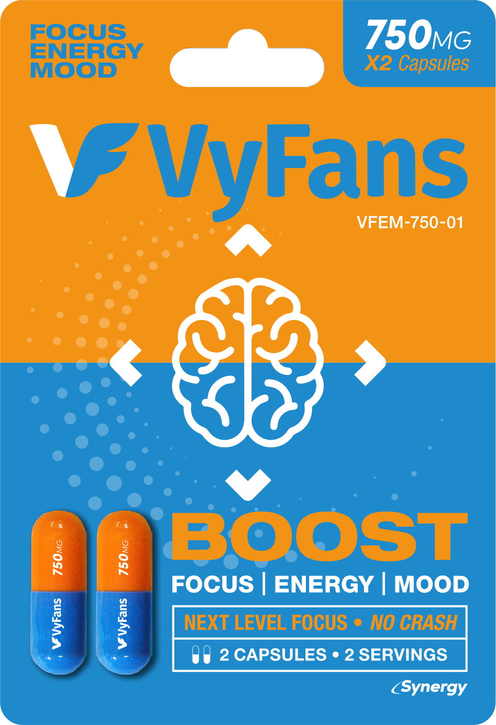 VyFans BOOST 750mg, two capsules